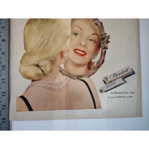 1946 Pepsodent Print Ad Beautiful Woman Mirror Reflection Toothpaste Ephemera - Picture 7 of 7